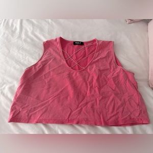 Pink crop with rhinestones